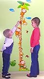 キッズ成長チャートバナナツリーwith Monkeysジャングル鳥花3d画像フレームデカール取り外し可能for Kids部屋Playroom学校( Growth高さ66インチまで)