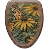 Comfort Seats C1B2E1-721-17CH Monarch Butterfly Elongated Toilet Seat with Chrome Alloy Hinge, Oak b