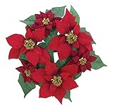 エルアーツ クリスマス オーナメント ポインセチアリース 直径40cm・花径12~20cm E8670-00