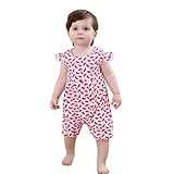 スイカ模様　可愛い ベビー 幼児　赤ちゃん 新生児 子供服 ロンパース カバーオール　出産祝い/プレゼント　70cm－80cm-90cm-100cm（0歳-2歳） (90/12-18ヶ月, レッド)
