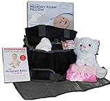 Baby Diaper Bag Gift Basket: New Mom Shower Gifts Set with Travel Changing Pad, Lullabies, Stuffed A