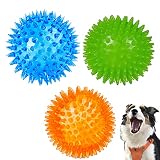 YFFSFDC 犬おもちゃ 噛むおもちゃ 犬用ボール音の出るおもちゃ 天然ゴム 弾力性 耐久性ストレス解消 訓練用 中小型犬に適用サイズ5.5cm 3個セット（青 +緑 +オレンジ）
