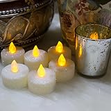 ブラシデザートloguide LED Flameless Candle byバッテリー照明ウェディングクリスマスデコレーション用( 10 Tea Wax and 2ガラスカップ)