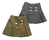 甘いなつめ ウエスト半ゴムプリーツスカート（濠Du）ブラウンチェック（下）100cm