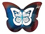 バタフライShapedレッド/ブルーGarden Wind Spinner、メタルヤードアートとアウトドア飾り、12インチ