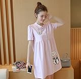 ツバメ--屋　春夏 マタニティ ワンピース チュニック トップス 外出着 妊婦服 ワンピース (2XL, ピンク)