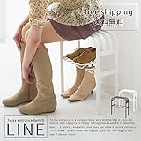 ベンチブーツラック　ライン 靴収納 (下駄箱 ベンチ 玄関いす エントランスチェア 玄関 ベンチ チェア 収納 子供 妊婦 妊娠 老人 シルバー 靴置きシューズラック 腰掛けシューズラック 荷物置き シューズラック)