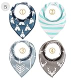 ROKE ベビー＆キッズ用　ビブ　スタイ　赤ちゃん用　よだれかけ　子供　小物　コットン　柔らかい　三角　調整可能　4枚セット