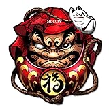 MDLUFY かっこいい ステッカー 車 だるま 交通安全 お守り 車・バイク・トラック・ノートパソコン 汎用 装飾デカール 窓・ドア対応 防水・耐日光 和柄 ダルマ 商売繁盛 ウォールステッカー 赤色 14.2cm x 15cm