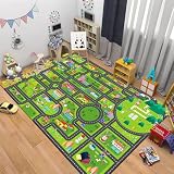 キッズマット 交通道路 遊びマット ゲームパッド ラグマット 数字柄 カーペット 交通道路地図 床暖房対応 早期教育 保育園 幼稚園 滑り止め プレイマット 大判 長方形 子供部屋 洗える