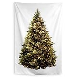 sezu 壁掛け クリスマスツリー タペストリー クリスマス クリスマスタペストリー ツリータペストリー ガーランド付 デコ 2023 オーナメント北欧 簡単 飾り おしゃれ 150cm (Sサイズ, E モミの木)