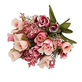 Perfeclan 花束　人工バラ　20頭　造花　ホーム　ガーデン　デコレーション　家具　照明　DIYクラフト用品　全6色　 - ローズレッド