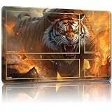 Malqiqi プレイマット MTG用 無料収納バッグ付き ゲームマット 24 x 14インチ カード用TCG ボードゲームマット マウスパッド デスクマット (タイガー4補助コンバット)