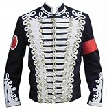 Celebrita X MJKミリタリースタイルジャケット – ホワイトスレッドcx49ウールブラック/ホワイトL – For Chest 42 44」