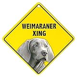 WEIMARANER XING ラミネートサイン：ワイマラナー 横断 注意 Made in U.S.A [並行輸入品]