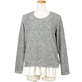 【マタニティ】【授乳口付き】モコモコ裾レースチュニック (杢グレー)