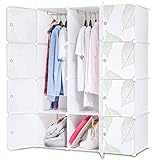 iOCHOW ワードローブ 幅105x奥行45x高さ140cm 四段階 クロゼット 北欧風 大容量 収納ケース 衣類 環境保護樹脂 耐久性 鉄筋の骨組 耐荷重