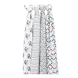 [エイデンアンドアネイ] Aden+Anais おくるみ 4枚セット モスリンコットン クラシックスワドル フィッシュポンド（2001） Classic Swaddles fish pond ベビー 