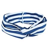 （イーエフイー）EFE ベビーヘッドバンド　ウサ耳ヘルド|伸縮性|ライン線柄　 (白×紺2) [並行輸入品]