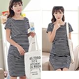 【dn180574027】スクエアネック授乳口付きマタニティ半袖ワンピース ネイビー