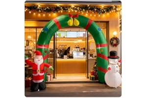 GrdMis クリスマス エアーディスプレイアーチ サンタ&スノーマン エアーディスプレイ サンタクロース 3D 膨張式 空気充填 LED付き光るエアーブロードールクリスマスエアブロー装飾 パーティー 空気充填 膨張式 防水性 耐久性 雰囲気作る 屋