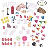 PH PandaHall 約79個セット 樹脂製 カボション フラットバック 飾り付パーツ ミニチュア 装飾品 アクセサリーパーツ DIY用品 手作りキット 手芸材料 橋・看板・灯・ポスト・猫・カモ・