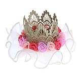 Perfk ベビーガール　花付き　王冠　誕生日パーティー　髪飾り　写真の小道具　全２色 - 白