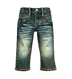 在庫処分　(ビーツ) BEETS デニム クロップパンツ 101509 Cross Emb. & Patch Crop Jeans 80cm, 90cm (80cm, Aデニム)