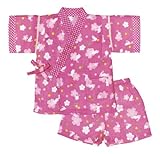 [PLUS COMFORT] ふわさら甚平 2歳～4歳 90cm 100cm コットン100% (100cm, 桜うさぎ)