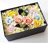 fleurcocoオリジナル　誕生日プレゼント 【フラワーギフト 】　枯れないお花の宝石箱 プリザーブドフラワーの サプライズフラワーボックス♪　イエロー＆オレンジ 【 記念日　お見舞い 結婚祝い 彼