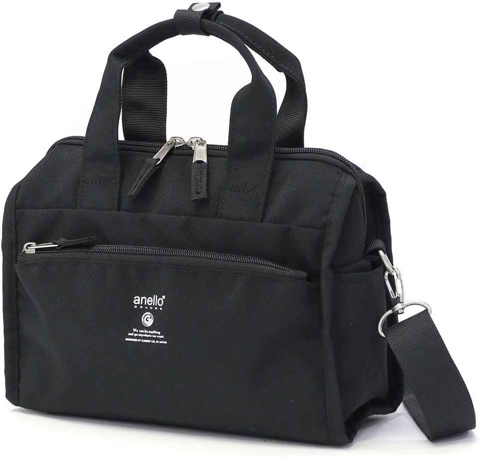 [anello GRANDE] ミニボストンバッグ 2way ショルダーバック ハンド バック 斜め掛け トラベル 旅行 軽量 おでかけ はっ水 撥水 10ポケット GTM0177Z DBK ダークブラック