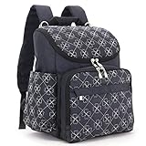 Damero マザーズバッグ 軽量 撥水ナイロン 大間口 多いポケット ベビーカー用提げベルト、おむつ替え用シート付き 四葉のクローバー刺繍パタン プレゼント（黒）