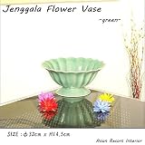 MANJA JENGGALA ジェンガラ フラワーベース (コンポート グリーン) GCT-0124-GR