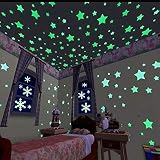 fecedyブルー300個プラスチック3dスターグローin theダークFluorescent壁ステッカーデカール用キッズ部屋