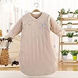 (ヘラサ)Herasa　ベビー寝袋 ベビー布団 スリーピングバッグ 　ベビーおくるみ　コットン100％　長袖取り外す 寝冷え防止　 出産祝い　秋冬 厚い (L)