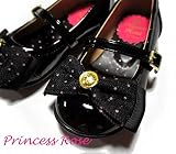 (プリンセスローズ) PrincessRose ピンクドットリボン付きフォーマルシューズブラック 18cm