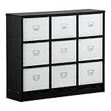 デザインチェスト Milano〔ミラノ〕 3x3 チェスト： ブラック ウッド+ボックス： ホワイト