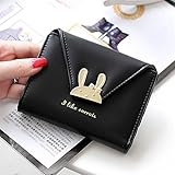 日本のかわいいウサギのハープの女性短い財布 (黒)