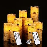 Flameless Candles with Brich効果電池式キャンドル4 " 5 " 6 " 7 " 8 " 9 " 9のセットリアルワックスピラーLEDキャンドルInclude 10-keyで