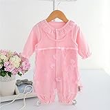 S'Mベビー服ロンパース女のツーウェイオール新生児セレモニードレスカバーオールbaby結婚式フォーマル洋服ー秋　チュールレース二点セット長袖無地フリル出産祝い退院祝い宮参りホワイトピンク　S'M(エス