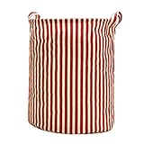 家庭用折りたたみランドリーバスケット丈夫洗濯籠ストレージバッグストライプレッド