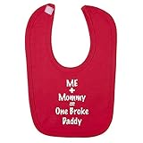 (フロソ) FLOSO 赤ちゃん・ベビー用 Me Plus Mommy Equals One Broke Daddy(私＋ママ＝貧乏パパ)プリント ベルクロビブ スタイ (ワンサイズ) (レッド)