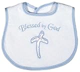 Raindrops A70235B Raindrops -Blessed by God- Appliqued Bib, Blue by Raindrops