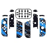 eXtremeRate スイッチ ジョイコン対応用交換シェル、switch joyconとswitch 有機elモデルに対応用ハンドヘルドコントローラーハウジングケース、フルセットボタン付き、ジョイコンに対応用DIY交換ケース（ジョイコン switch本体は含まれていません）【ブルーコーティングスプラッシュ】