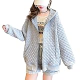 [G-tiamo] [ジーティアモ] パーカー レディース 長袖 ゆったり 大きめ カジュアル ジップアップ おしゃれ ぱーかー ふーど フード カワイイ オーバーサイズ フード付き トップス チャック グレーパーカー ウェア ハート ジップ ジッパー ジップパーカー 軽量 かわいい (L, グレー)