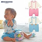 MIKIHOUSE FIRST(ミキハウスファースト)くまちゃんうさちゃんのサロペット風カバーオール 80cm,ピンク
