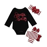 (プタス)Putars ベビー服 子供服 上下セット ロンパース 女の子 英字柄 SANTA BABY 二色 可愛い 秋 冬 新生児 歩行服 出産お祝い 記念日 プレゼント 0-18ヶ月