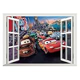 Fange DIY Removable Pixar Cars Lightning McQueen 3D Window View Art Mural Vinyl Wall Stickers Kids R