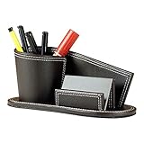 創造的なPUレザーペンホルダー多機能デスクオーガナイザーオフィス名刺ホルダー (ブラック)