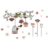 WinhappyhomeキュートVines鳥かご壁アートステッカー用キッズ部屋リビングルーム子供部屋背景DIYリムーバブル装飾デカール